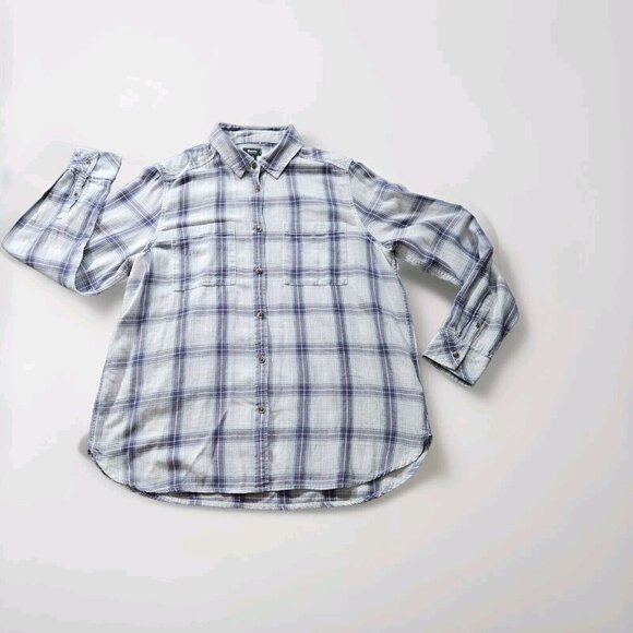 Roots Shirt Womens L Plaid Buttons Cotton LS Campus Gorpcore Western Boho - Picture 11 of 16